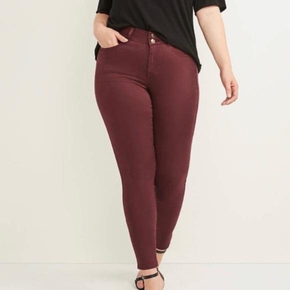 Lane Bryant Skinny Jeans sz 20 High Rise Flex Waist Super Stretch Burgundy Plus - Picture 5 of 7